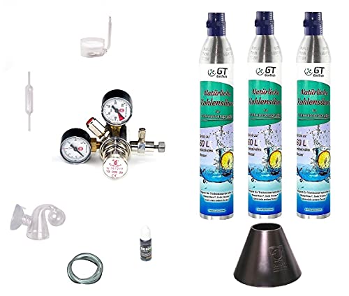 Hiwi CO2 Anlage 425 Profi mit Wassersprudler-Flasche (kompatibel zu vielen Wassersprudelzylindern.) 3 Flaschen von Hiwi