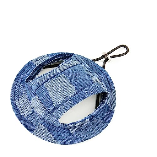 Hixingo Haustier Hunde Baseballmütze, Basecap Verstellbar Sonnenschutz Hut Hundecap mit Ohrlöchern Schattierungshut Zubehör für Kleine (L,Denim Hellblau) von Hixingo