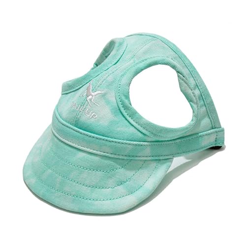 Hixingo Haustier Hunde Baseballmütze, Basecap Verstellbar Sonnenschutz Hut Hundecap mit Ohrlöchern Sommer Schattierungshut Zubehör für Kleine Hunde (L,Tie-dye/Grün) von Hixingo