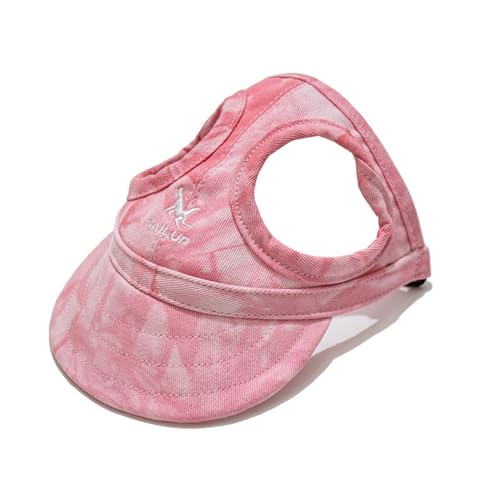 Hixingo Haustier Hunde Baseballmütze, Basecap Verstellbar Sonnenschutz Hut Hundecap mit Ohrlöchern Sommer Schattierungshut Zubehör für Kleine Hunde (L,Tie-dye/Rosa) von Hixingo