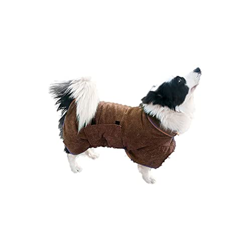 Hixingo Hundebademantel Mittelgroße Hunde, Hundehandtuch Extra Saugfähig Mikrofaser Badetuch mit Klettverschluss Verstellbar Haustier Handtuch für Katzen und Kleine Große Hunde (Braun,XL-75cm Back) von Hixingo