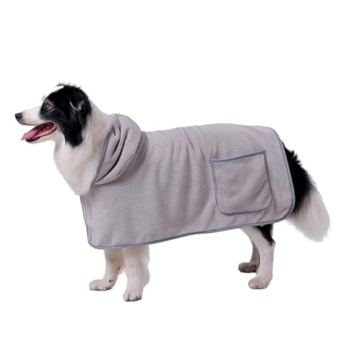 Hixingo Hundebademantel für Kleine - Große Mittelgroße Hunde, Extra Saugfähig Hunde Bademantel Mikrofaser mit Klettverschluss und Verstellbarem Gummizug (XL,Grau) von Hixingo