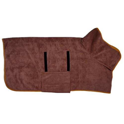 Hixingo Hundebademantel für Kleine Große Mittelgroße Hunde, Extra Saugfähig Hunde Bademantel Mikrofaser mit Klettverschluss & Verstellbarem Gummizug (XL,Kaffee) von Hixingo