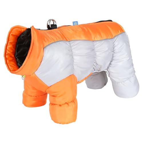 Hixingo Hundemantel für Kleine Hunde Mantel Winter, Gradient Abdichtung Warme Hundejacke Kaltes Mit Leinenloch Welpen Winterweste Hundekleidung für Kleine Mittlere Große Hunde (L,Weiß Orange) von Hixingo