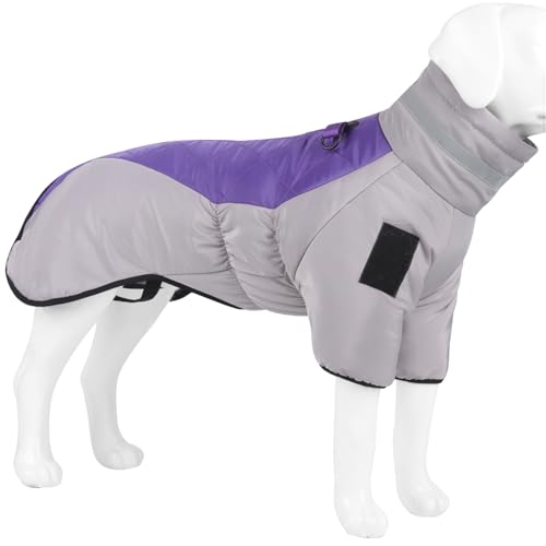 Hixingo Hundemantel mit Beinen, Winter Warme Hundemäntel mit Leinenloch Winddichte Kalte Hundejacke Wintermantel & Winterjacken für Kleine Mittel Große Hunde (5XL,Grau Violett) von Hixingo