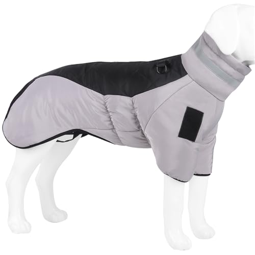 Hixingo Hundemantel mit Beinen, Winter Warme Hundemäntel mit Leinenloch Winddichte Kalte Hundejacke Wintermantel & Winterjacken für Kleine Mittel Große Hunde (XL,Grau Schwarz) von Hixingo