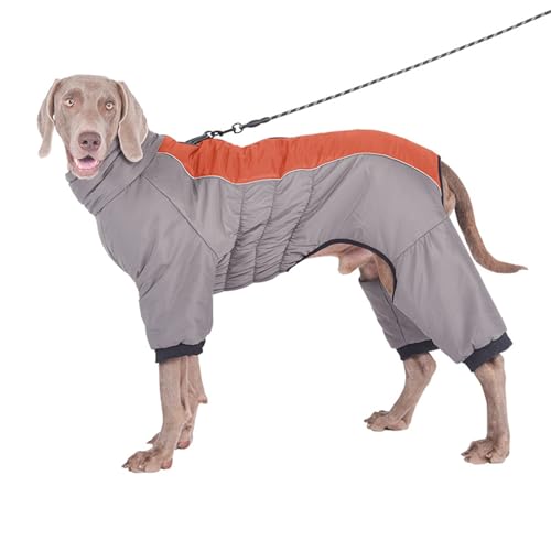 Hixingo Hundemantel mit Beinen, Winter Warme Hundemäntel mit Leinenloch Winddichte Kalte Hundejacke Wintermantel & Winterjacken für Kleine Mittel Große Hunde (XL,Orange) von Hixingo