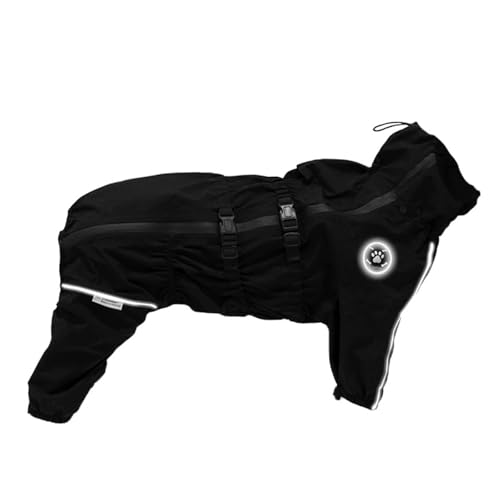 Hixingo Hundemantel mit Beinen, Winter Warme Hundemäntel mit Leinenloch Winddichte Kalte Hundejacke Wintermantel & Winterjacken für Kleine Mittel Große Hunde XS-5XL (3XL+,Schwarz) von Hixingo