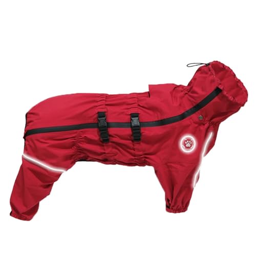 Hixingo Hundemantel mit Beinen, Winter Warme Hundemäntel mit Leinenloch Winddichte Kalte Hundejacke Wintermantel & Winterjacken für Kleine Mittel Große Hunde XS-5XL (XXL,Rot) von Hixingo