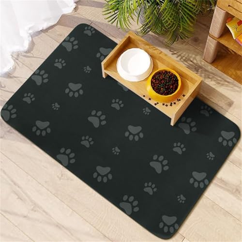 Hixingo Napfunterlage Hund Katzen Futternapf Unterlage, Druck Saugfähige Haustier Futtermatte rutschfeste Hundenapf Unterlage Waschbar Katzennapf Futtermatte (Grau,50x80cm) von Hixingo