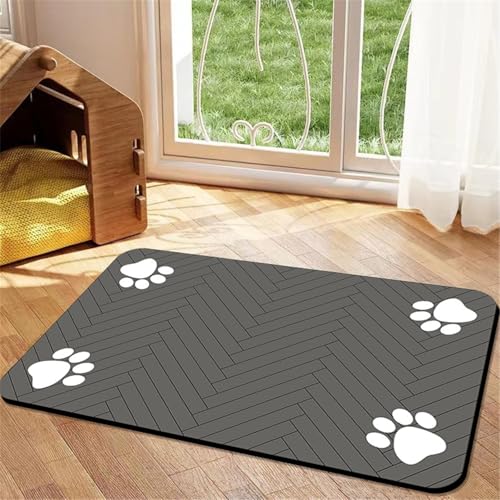 Hixingo Napfunterlage Hund Katzen Futternapf Unterlage, Saugfähige Haustier Futtermatte rutschfeste Hundenapf Unterlage Waschbar Katzennapf Futtermatte, Stripe (Dunkelgrau,80x120cm) von Hixingo