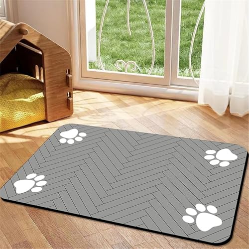 Hixingo Napfunterlage Hund Katzen Futternapf Unterlage, Saugfähige Haustier Futtermatte rutschfeste Hundenapf Unterlage Waschbar Katzennapf Futtermatte, Stripe (Hellgrau,80x120cm) von Hixingo