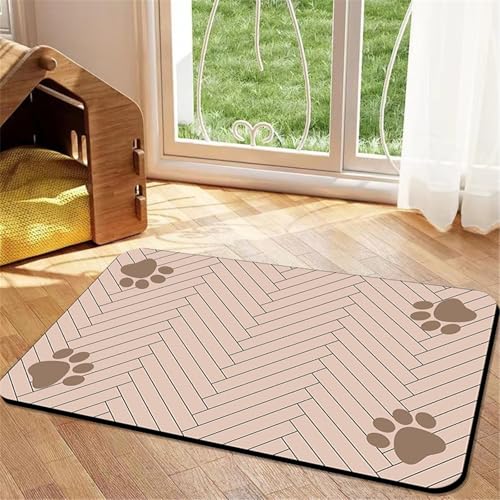 Hixingo Napfunterlage Hund Katzen Futternapf Unterlage, Saugfähige Haustier Futtermatte rutschfeste Hundenapf Unterlage Waschbar Katzennapf Futtermatte, Stripe (Rosa,50x80cm) von Hixingo