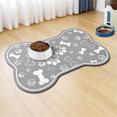 Hixingo Napfunterlage Hund Katzen Futternapf Unterlage, Saugfähige Haustier Futtermatte rutschfeste Hundenapf Unterlage Waschbar Katzennapf Futtermatte - I-N (Grau,60x90cm) von Hixingo