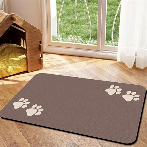 Hixingo Napfunterlage Hund Katzen Futternapf Unterlage Saugfähige Haustier Futtermatte rutschfeste Hundenapf Unterlage Waschbar Katzennapf futtermatte (Braun,80x120cm) von Hixingo