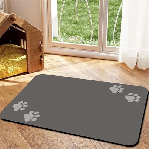 Hixingo Napfunterlage Hund Katzen Futternapf Unterlage Saugfähige Haustier Futtermatte rutschfeste Hundenapf Unterlage Waschbar Katzennapf futtermatte (Grau Braun,80x120cm) von Hixingo