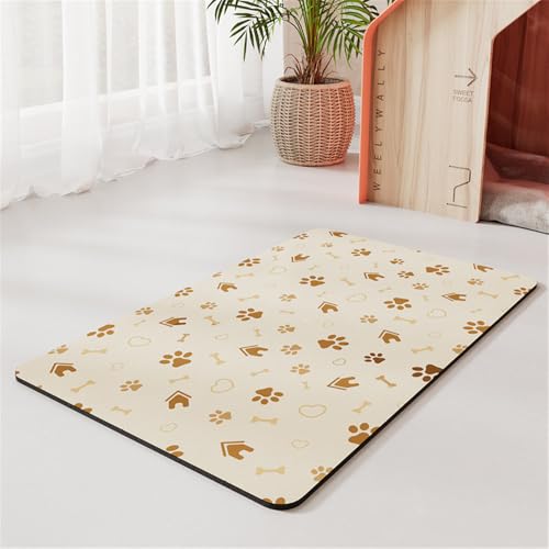 Hixingo Napfunterlage Katzen Hund Futternapf Unterlage, Saugfähige Haustier Futtermatte rutschfeste Hundenapf Unterlage Waschbar Katzennapf Futtermatte (Beige,50x70cm) von Hixingo