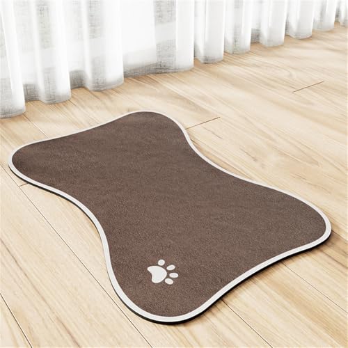 Hixingo Napfunterlage Katzen Hund Futternapf Unterlage, Saugfähige Haustier Futtermatte rutschfeste Hundenapf Unterlage Waschbar Katzennapf Futtermatte (Braun Bedruckt,50x80cm) von Hixingo