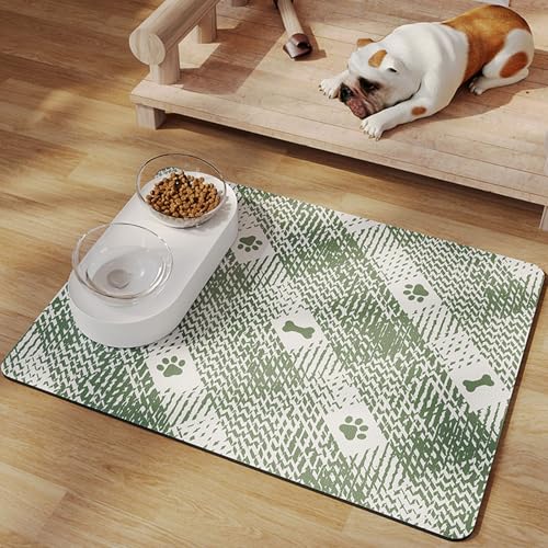 Hixingo Napfunterlage für Hunde und Katze, Saugfähige Haustier Futtermatte rutschfeste Hundenapf Unterlage Waschbar Katzennapf Futtermatte Unterlage (Grün,50x80cm) von Hixingo