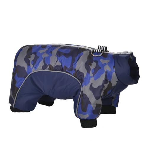 Hixingo Wärme Hundemantel für Kleine Hunde, Welpen Mantel Winter Winddicht Hundejacke Kaltes Winterweste Hundekleidung für Kleine Mittlere Große Hunde S-4XL (XXL,Marineblaue Tarnung) von Hixingo