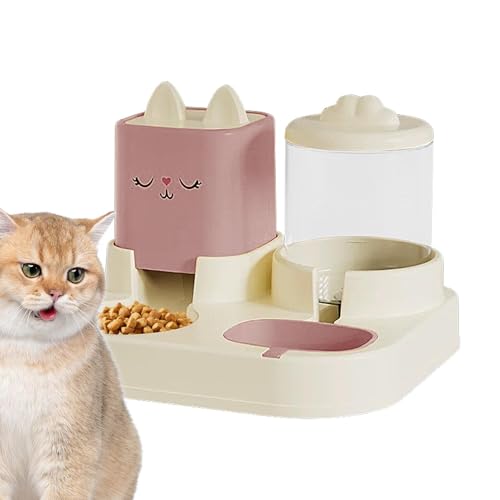 Automatic Pet Feeder, Automatic Drinking Bottle, Cat Food Dispenser, Double Bowl Pet Feeder, Large Pet Food Container, Automatic Pet Feeder with Bowls for Pets Cat and Dogs von Hjatirace