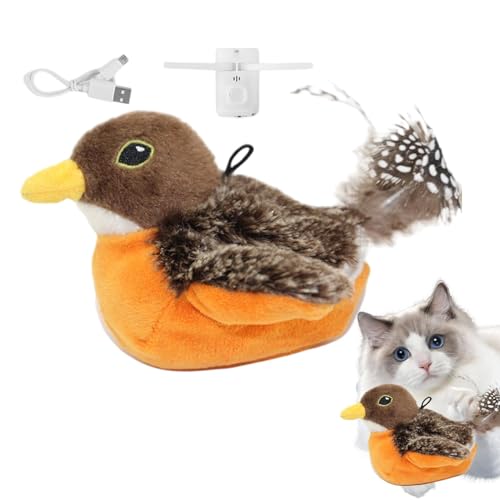 Birdchase Flapping Bird Cat Toy, Interactive Flapping Bird Cat Toy Automatic Flying, Chirping Bird Cat Toy, Automatic Chirping Bird Cat Toy, Jumping Moving Bird Toy, Easy To Use, Portable for Catnip von Hjatirace