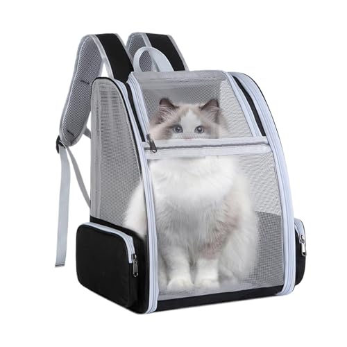 Cat Backpack Carrier, Breathable Mesh Cat Backpack, Cat Backpack Breathable Mesh, Puppy Carrying Backpack Bag, Ventilated Design Outing Backpack, Easy to Use, Portable for Travel von Hjatirace