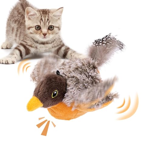 Chirping Bird Cat Toy, Simulation Bird Plush Toys, Flapping Wings Interactive Cat Toys, Chirping Bird Kitten Toys, Cat Exercise Toys, Flapping Bird Cat Toy, Easy To Use, Portable for Indoor Cats von Hjatirace