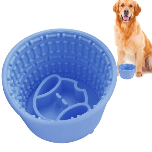 Dog Slow Feeder, Dog Bowls Anti Slip Suction Cups, Distraction Bowl Dogs, Interactive Licking Bowl, Anti Gulping Healthy Eating Bowl, Easy to Use, Portable for Stress Dog Bowl Non Slip von Hjatirace