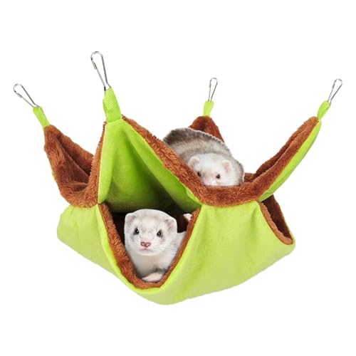 Double Layer Squirrel Bed, Portable Sugar Glider, Soft Pet Hangable Hammock Bedding, Small Pet Cage Accessories Toy, Winter Warm Hamster Bed, Easy to Use, Portable for Small Pets von Hjatirace