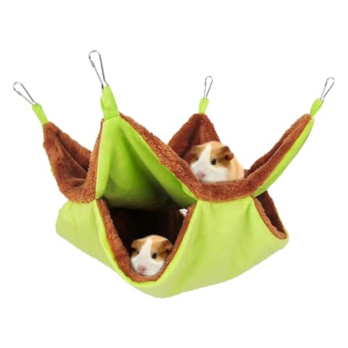 Double Layer Squirrel Bed, Portable Sugar Glider, Soft Pet Hangable Hammock Bedding, Small Pet Cage Accessories Toy, Winter Warm Hamster Bed, Easy to Use, Portable for Small Pets von Hjatirace