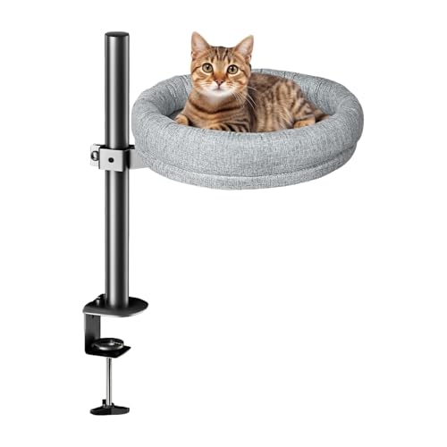 Hjatirace Cat Bed Desk Nest, Adjustable Cat Shelf Bed, Table Top Kitten Furniture Sturdy Frame, Desktop Kitten Furniture Attachment, Comfortable Tabletop Kitten Bed, Easy to Use, Portable for Home von Hjatirace