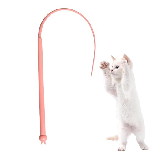 Hjatirace Cat Stick Toy, Interactive Cat Teaser Silicone Wand, Safe Fun Interactive Cat Toys, Cat Toys Entertainment, Cat Feather Toys, Easy to Use, Portable for Home Garden von Hjatirace