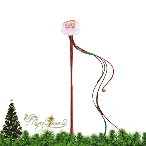 Hjatirace Christmas Cat Teaser Toy - Funny Cat Wand Toy Christmas Cat Toy - Cat Toys Stick Portable Interactive Cat Toy for Pet Cats Kitten von Hjatirace