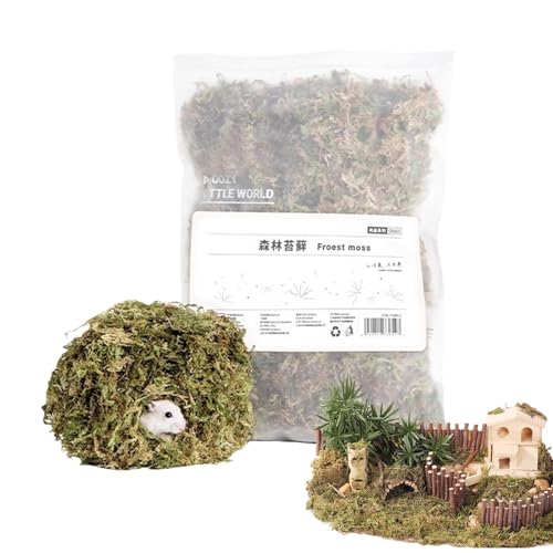 Hjatirace Hamster Bedding Odor Control, 5L Soft Moss Hamster, Habitat Reptile Moss, 5L Moss Soft, Natural Moss Bedding Nesting, Easy to Use, Portable for Dwarf Syrian Hamsters von Hjatirace