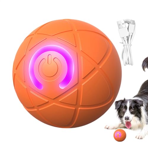 Hjatirace Interaktiver rollender Hundeball, vibrierender rollender Welpenball, wiederaufladbares interaktives Hundespielzeug, automatisch bewegliches Hundespielzeug, lustiges ansprechendes von Hjatirace