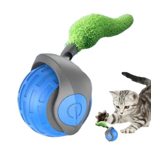 Hjatirace Interaktives Katzenspielzeug, Katze jagt interaktives Ballschwanzspielzeug, bewegliche Katze Intelligenter Teasing Ball, Zwei Geschwindigkeitseinstellung, Automatisch Beweglicher von Hjatirace