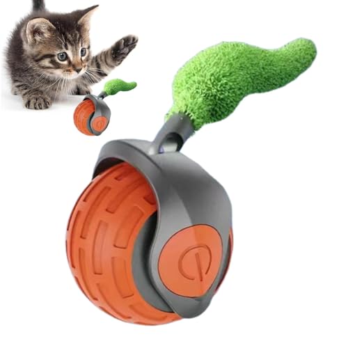 Hjatirace Interaktives Katzenspielzeug, Katze jagt interaktives Ballschwanzspielzeug, bewegliche Katze Intelligenter Teasing Ball, Zwei Geschwindigkeitseinstellung, Automatisch Beweglicher von Hjatirace