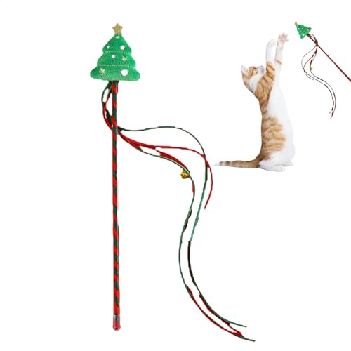 Hjatirace Katzenspielzeug für Indoor-Katzen | Lustiges Katzenstab-Spielzeug für Weihnachten, Katzenspielzeug | Katzenspielzeug Stick Tragbares interaktives Katzenspielzeug für Haustierkatzen Kätzchen von Hjatirace