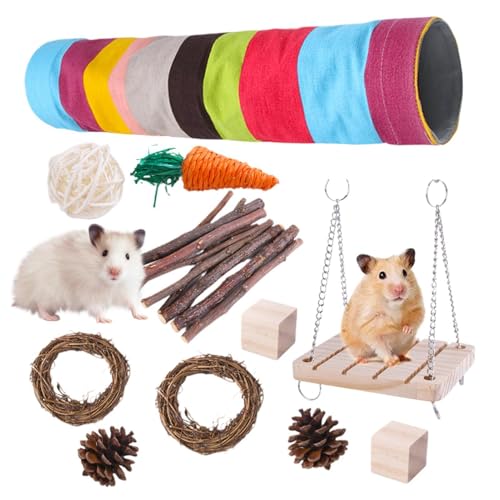 Hjatirace Meerschweinchen-Spielzeugzubehör, Hasentunnel und -röhren, Kauspielzeug, Hamster-Holzstäbe, Meerschweinchen-Hamster, Kaninchen-Kauspielzeug, einfach zu bedienen, tragbar, von Hjatirace