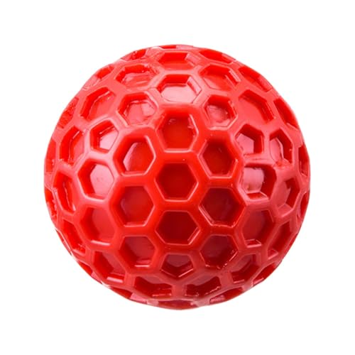 Hjatirace Quietschender Hundeball, robuster Hunde-Beißring, Kauspielzeug für Welpen, unterstützt die geistige Stimulation, quietschendes Geräuschdesign, Rot, Blau, 6,5 cm, für Haustiere, Welpen von Hjatirace