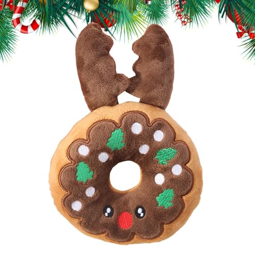 Hjatirace Talking Dog Toys, Interactive Squeaky Pet Plush Toy, Plush Dog Toys Sounds, Gingerbread Man Snowman Antlers Pet Stuffed Toys, Plush Gingerbread Dog Toy, Easy to Use, Portable for Bedrooms von Hjatirace