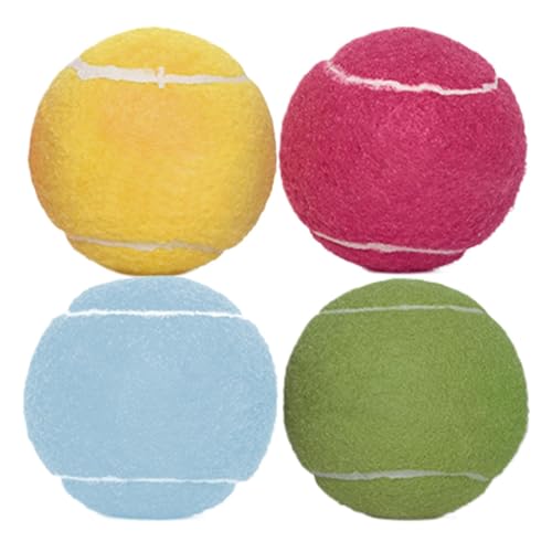 Hundespielzeugbälle, Kauspielzeug für Hunde, Quietschspielzeug, 4 x Kauspielzeug für Welpen, Tennisbälle, Apportierball für Hunde, interaktives Hundespielzeug, interaktives Haustierspielzeug, einfach von Hjatirace