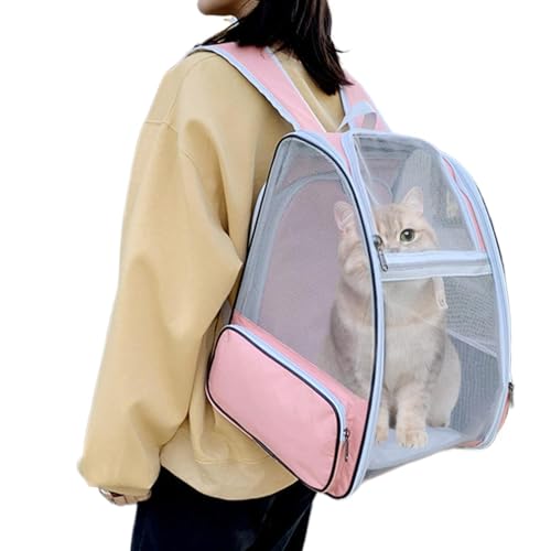 Katzenrucksack, atmungsaktiv, Netzstoff, Katzenrucksack, atmungsaktives Netzgewebe, Welpen-Tragerucksack, belüftetes Design, einfach zu bedienen, tragbar für Reisen von Hjatirace