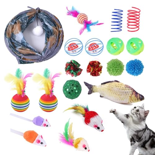 Kitty Toys Indoor-Katzen, Katzenfeder-Spielzeug, buntes interaktives Katzenspielzeug, lustiges Katzentunnel-Spielzeug, buntes lustiges Spielen, einfach zu bedienen, tragbar für kleine Haustiere von Hjatirace