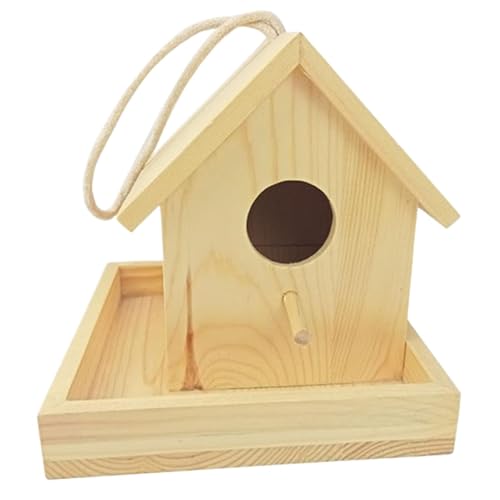 Vogelhaus für den Außenbereich, dekoratives Garten-Vogelhaus, Vogel-Nistkasten aus Holz, einfache hängende Installation, Schnellzugriff-Reinigungsplatte, 17,2 cm, für Zuhause von Hjatirace