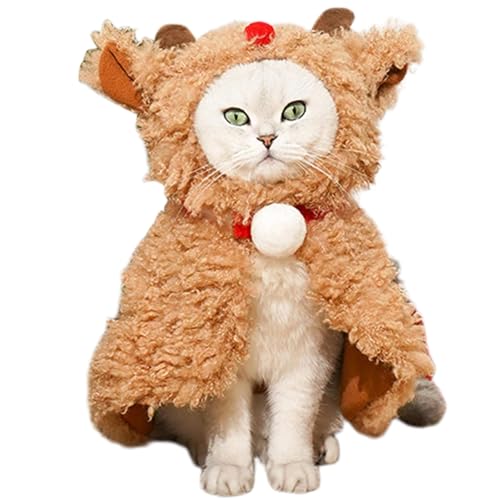 Winter Dog Costume, Plush Brown Deer Cat Clothes, Christmas Puppy Reindeer Costume, Deer Costume Dogs, Multifunctional Winter Warm Cape, Easy to Use, Portable for Christmas New Year von Hjatirace