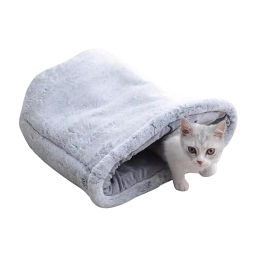 Winter-Katzen-Schlafsack, Winter-Plüschbett, Haustier-Katzenbett, weiches Katzenbett, kaltes Wetter, Kätzchen-Schlafmatte, gemütliches Wärmekissen, Sack, ideal, einfach zu bedienen, tragbar von Hjatirace