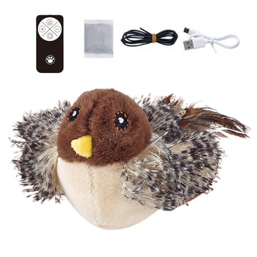 Zwitschernder Vogel Katzenspielzeug Flapping Wings, USB Wiederaufladbar Flapping Katzenspielzeug Vogel, Elektrisches Interaktives Katzenspielzeug, Niedliches Katzenspielzeug Flapping Vogel, von Hjatirace