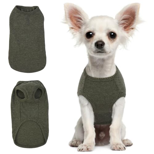 Hjumarayan Hundepullover Kleine Hunde - Dünn Hunde Pullover Waschbar Hundepulli Elastisch Pullover Hund Gestreifte Hunde Shirt Hunde Pullis für Chihuahua Yorkshire Terrier (Grün XS) von Hjumarayan